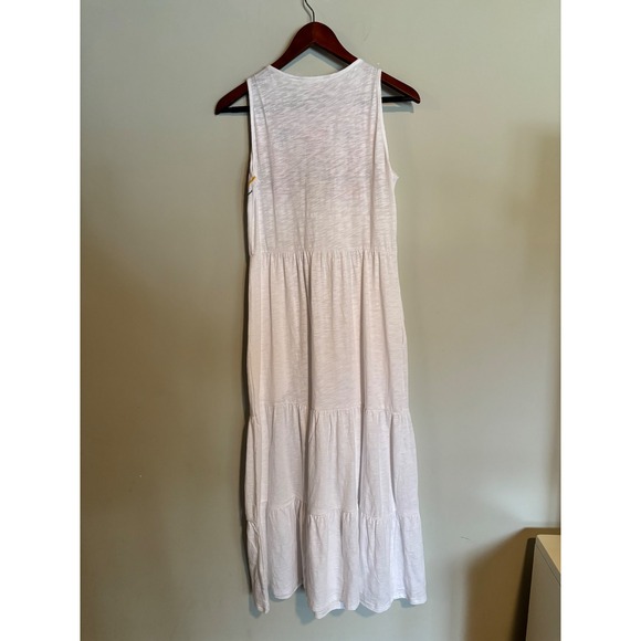 Boden White Embroidered Tiered Midi Dress Cottagecore Slub Cotton 4P NWT - Picture 5 of 7